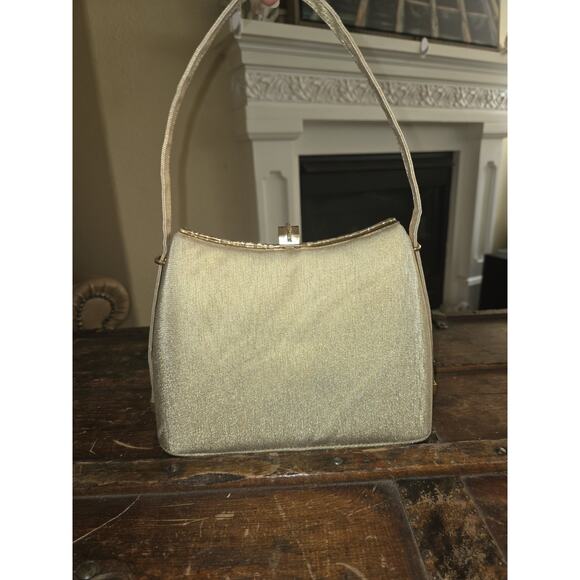 Sanremo Italy Womens Gold Purse Hard Case Metallic Shoulder Bag - Picture 4 of 8